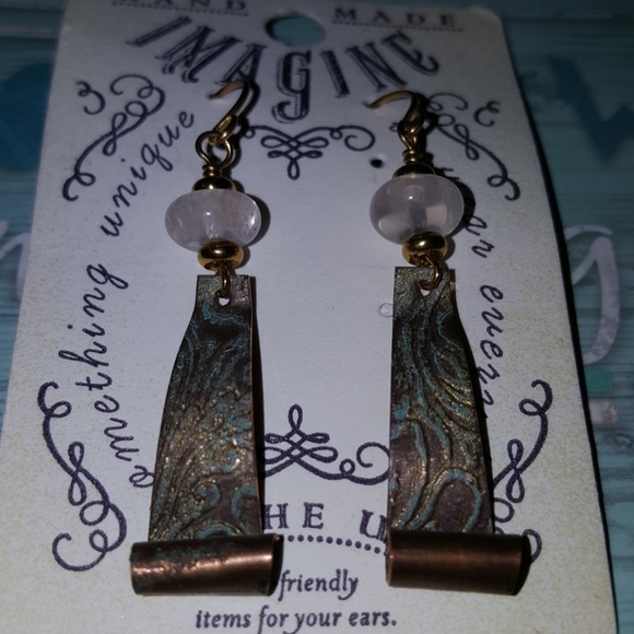 COOPER SILVER PLATED ROSE QUARTZ IMAGINE EARRINGS - Picture 2 of 4